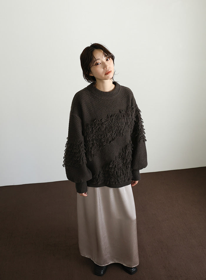 【Et】Asymmetrical Loop Panel Knit
