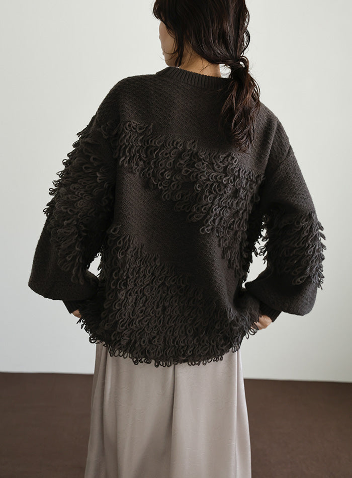 【Et】Asymmetrical Loop Panel Knit