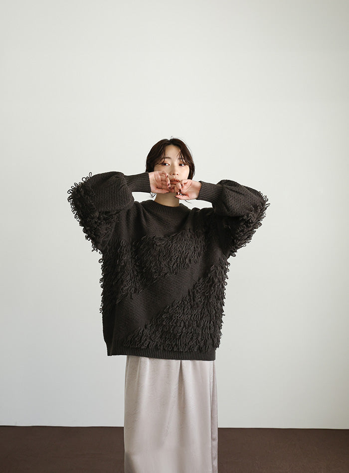 【Et】Asymmetrical Loop Panel Knit