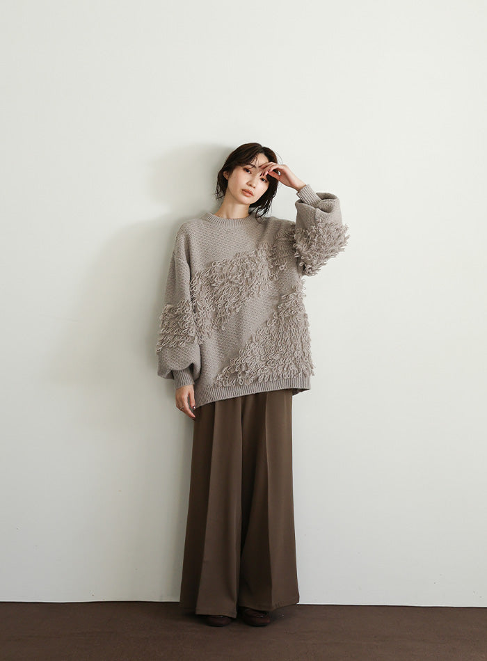 【Et】Asymmetrical Loop Panel Knit