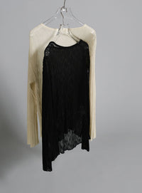 【Et】Sheer Random-Rib Knit