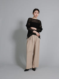 【Et】Sheer Random-Rib Knit