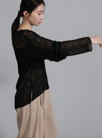 【Et】Sheer Random-Rib Knit