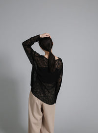 【Et】Sheer Random-Rib Knit
