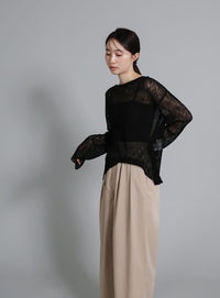 【Et】Sheer Random-Rib Knit