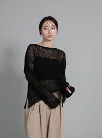【Et】Sheer Random-Rib Knit