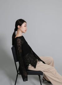 【Et】Sheer Random-Rib Knit
