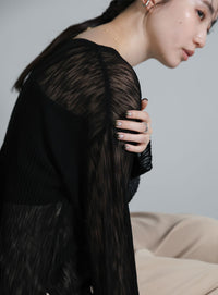 【Et】Sheer Random-Rib Knit
