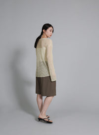 【Et】Sheer Random-Rib Knit