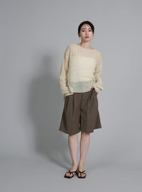 【Et】Sheer Random-Rib Knit