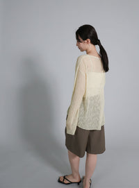 【Et】Sheer Random-Rib Knit