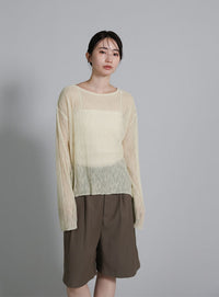 【Et】Sheer Random-Rib Knit