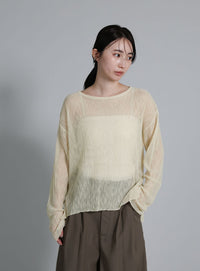 【Et】Sheer Random-Rib Knit
