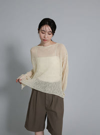 【Et】Sheer Random-Rib Knit