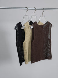 【Et】Mesh Knit Tank Top