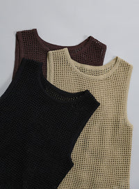 【Et】Mesh Knit Tank Top