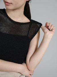【Et】Mesh Knit Tank Top