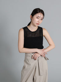 【Et】Mesh Knit Tank Top