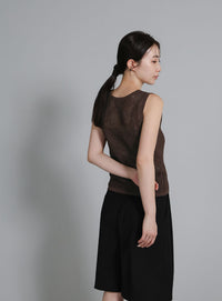 【Et】Mesh Knit Tank Top