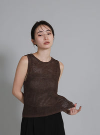 【Et】Mesh Knit Tank Top