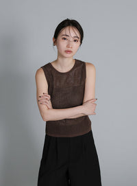【Et】Mesh Knit Tank Top