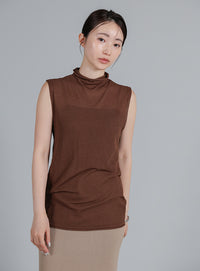 【Et】Mock Neck Sleeveless Knit Tops