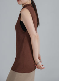 【Et】Mock Neck Sleeveless Knit Tops