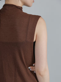 【Et】Mock Neck Sleeveless Knit Tops