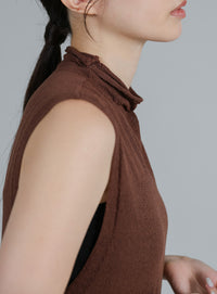 【Et】Mock Neck Sleeveless Knit Tops