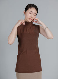 【Et】Mock Neck Sleeveless Knit Tops