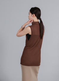 【Et】Mock Neck Sleeveless Knit Tops