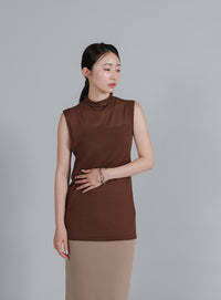 【Et】Mock Neck Sleeveless Knit Tops