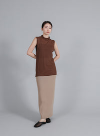 【Et】Mock Neck Sleeveless Knit Tops