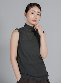 【Et】Mock Neck Sleeveless Knit Tops