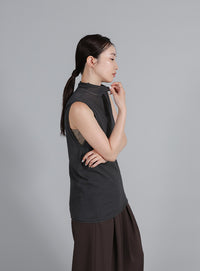【Et】Mock Neck Sleeveless Knit Tops