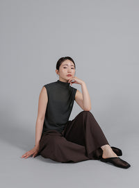 【Et】Mock Neck Sleeveless Knit Tops