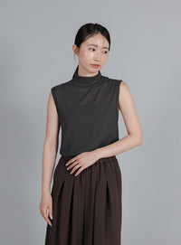【Et】Mock Neck Sleeveless Knit Tops