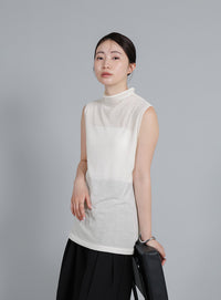 【Et】Mock Neck Sleeveless Knit Tops