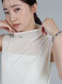 【Et】Mock Neck Sleeveless Knit Tops