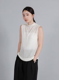 【Et】Mock Neck Sleeveless Knit Tops