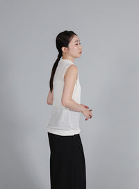 【Et】Mock Neck Sleeveless Knit Tops