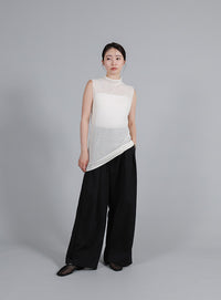 【Et】Mock Neck Sleeveless Knit Tops