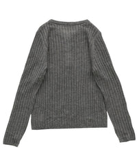 【Et】Sheer Ribbed Henley Neck Knit
