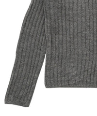 【Et】Sheer Ribbed Henley Neck Knit