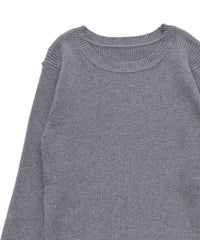 【Et】Crew Neck Button Sleeve Knit