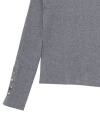 【Et】Crew Neck Button Sleeve Knit