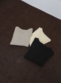 【Et】Tape Yarn Boat Neck Sheer Knit