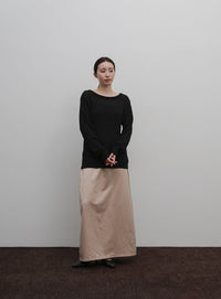 【Et】Tape Yarn Boat Neck Sheer Knit