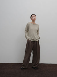 【Et】Tape Yarn Boat Neck Sheer Knit