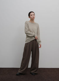 【Et】Tape Yarn Boat Neck Sheer Knit